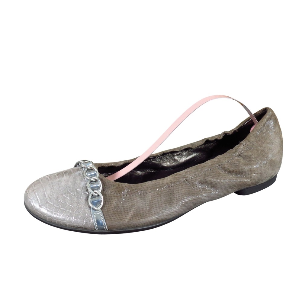 AGL Attilio Giusti Leombruni Women Ballet Flat 37 Dressy Taupe Snake Cap Toe